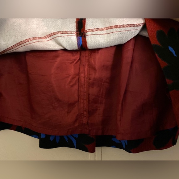 NWOT J.CREW Blue Red Floral A-Line Back Zip Pleated Skirt Pockets Womens Size 6 - Picture 5 of 7